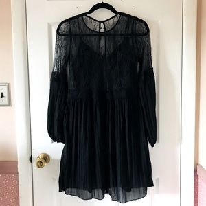 Abercrombie and Fitch Black Vein Delicate Lace Dress
